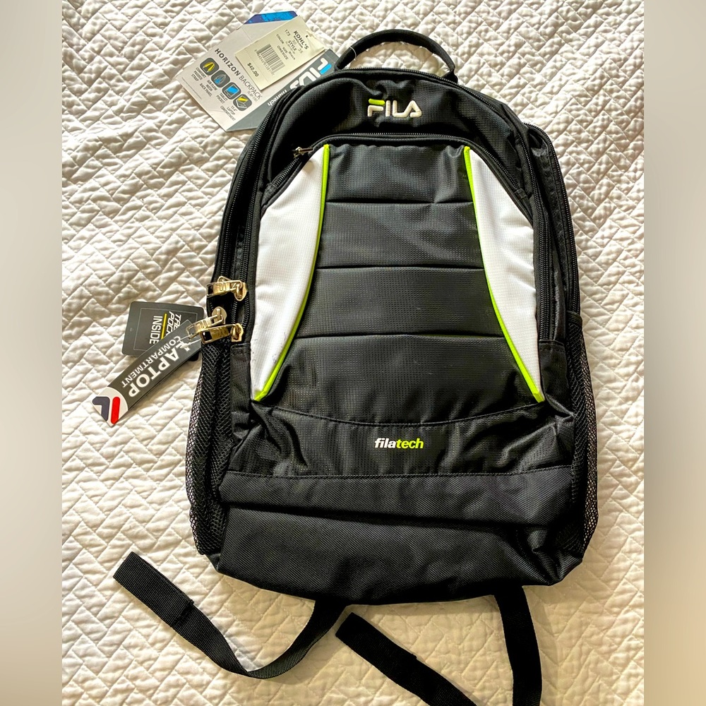 Fila Horizon backpack NWT laptop compartment 3 large pockets FL-BP-1161 Filatech